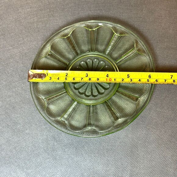 Vintage Anchor Hocking Depression Glass Colonial Design 6” Plates Uranium Glass - Picture 5 of 6